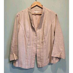 Eileen Fisher Beige Linen Pleated Lined Blazer Jacket Sz 22w